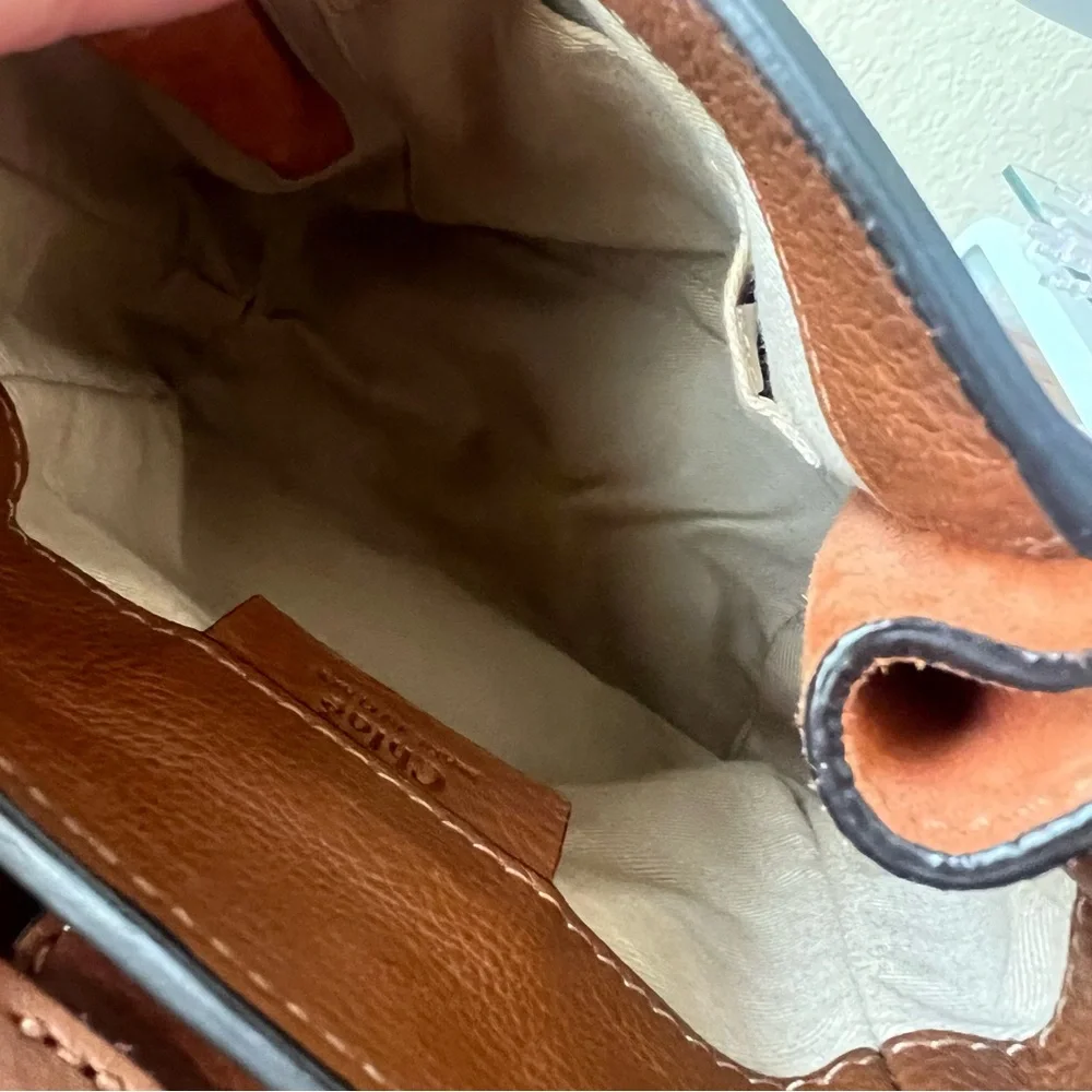 Chloe Faye Mini Backpack Tobacco Brown Suede Leather Gold Circle Hardware - Picture 9 of 15